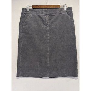 J. Crew Midi Skirt Women's Size 6 Grey Corduroy Preppy Knee Length Heritage